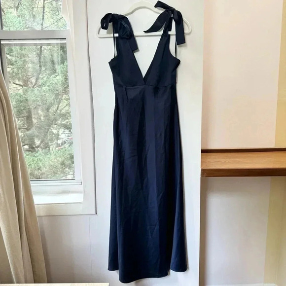 NWT Sachin & Babi Hudson Satin Midi Dress Cocktail in Navy Blue Anthropologie - Picture 8 of 13